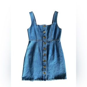 RE:NAMED Blue Denim Mini Bodycon Cute Summer Dress bottom up front size small